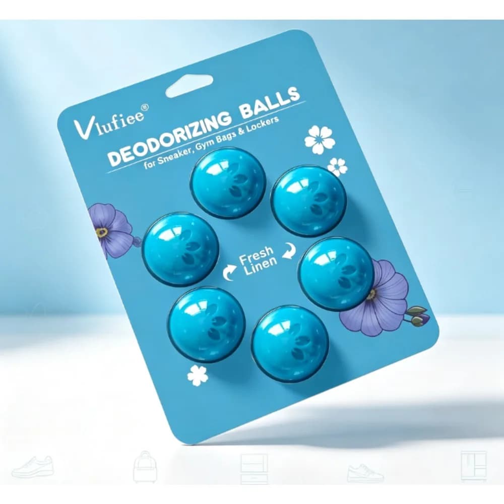 Fresh Linen Essential Oil Shoe Deodorizer Balls, Portable Odor Eliminator Freshener for Sneakers, Gym Bags, Drawers and Lockers