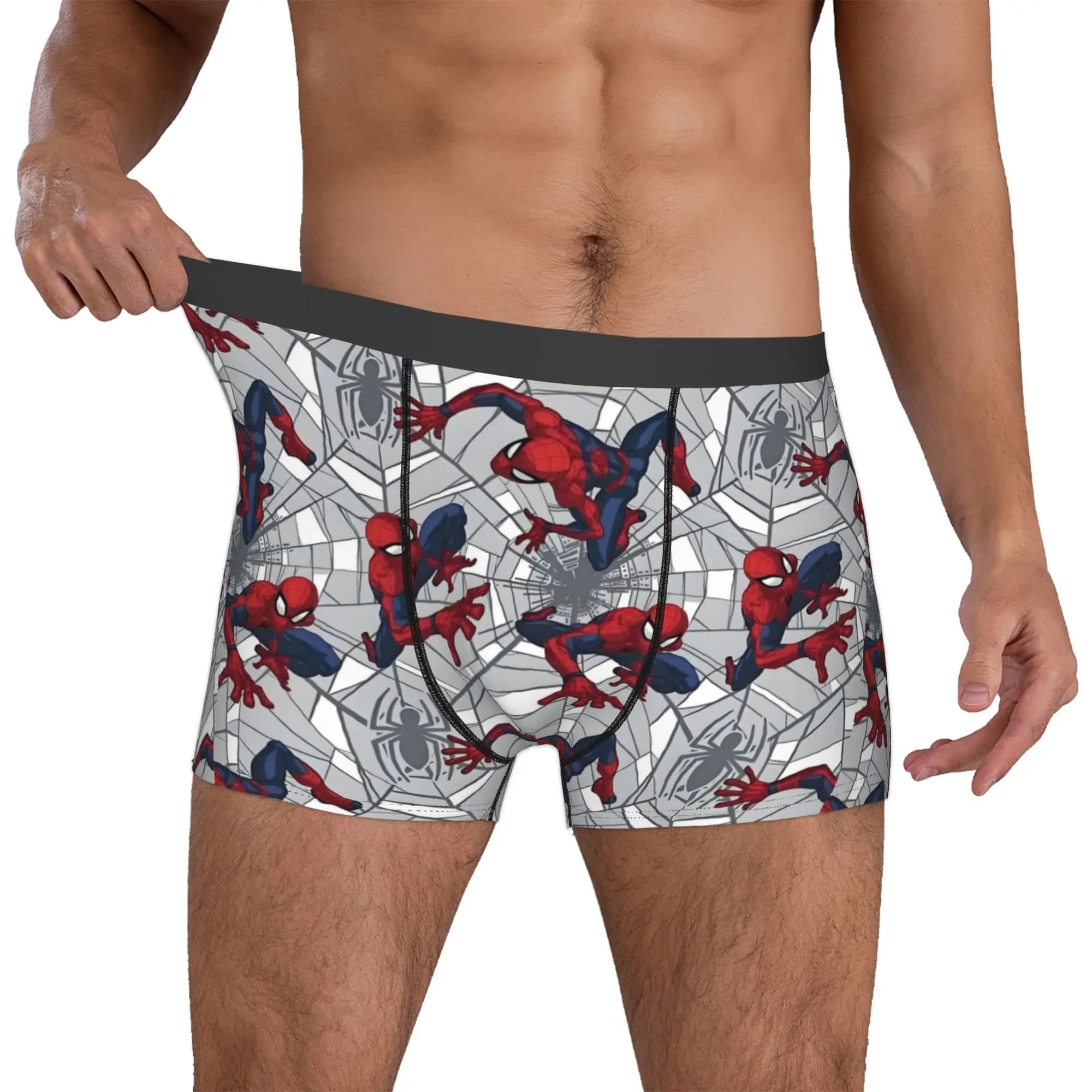 Intimo personalizzato S-Spider Man da uomo, boxer elasticizzati con stampa supereroe, slip morbidi per uomo