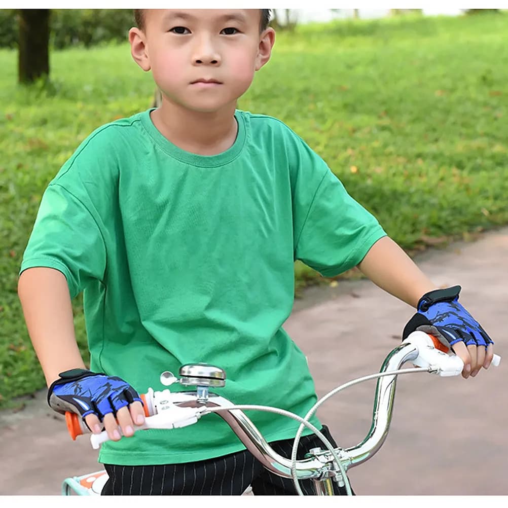 Half finger gloves for children, shockproof, anti-slip, breathable, lightweight, for cycling, climbing, fishing, riding, training