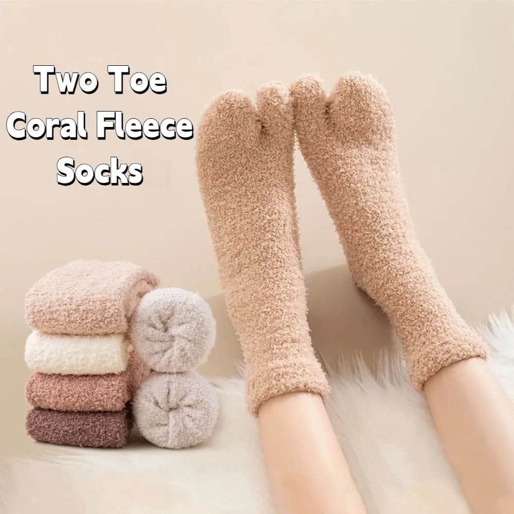 Warm two-tie pile socks thickened Kawai Socks for central tube sleep with separate tip Socks simple floor socks Autumn winter