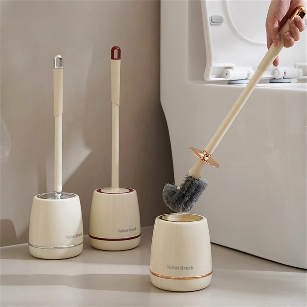 Spazzola per WC Creativa con Supporto, Accessori per la Pulizia Domestica, Spazzole Morbide, Base Antiscivolo, Strumenti per Pulizia Rapida