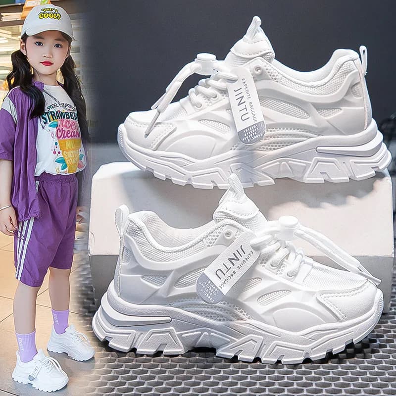 Children's Sports Shoes 2025 Spring and Autumn New Girls' Dad Shoes Breathable Mesh Casual Versatile Boys' Running Shoes