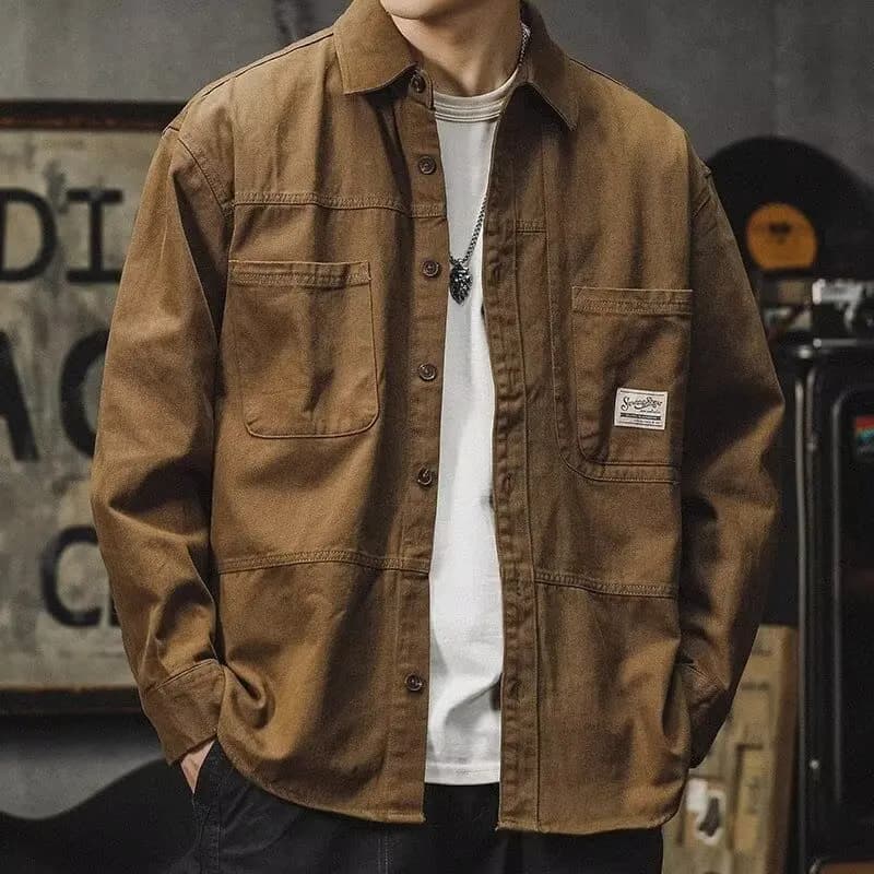 Giacca da Lavoro Larga da Uomo a Maniche Lunghe Stile Casual Autunno Inverno Nuovo Arrivo Traspirante Resistente all'Usura in Cotone