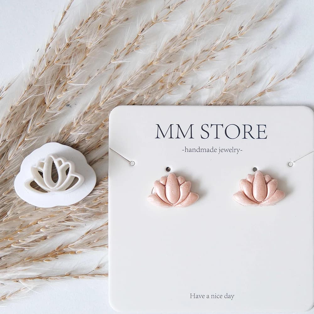 1pc Lotus Flower Clay Cutters Floral Polymer Clay Cutters Embossing Flower Earring Cuttering Mold 3D Printed Clay Tools