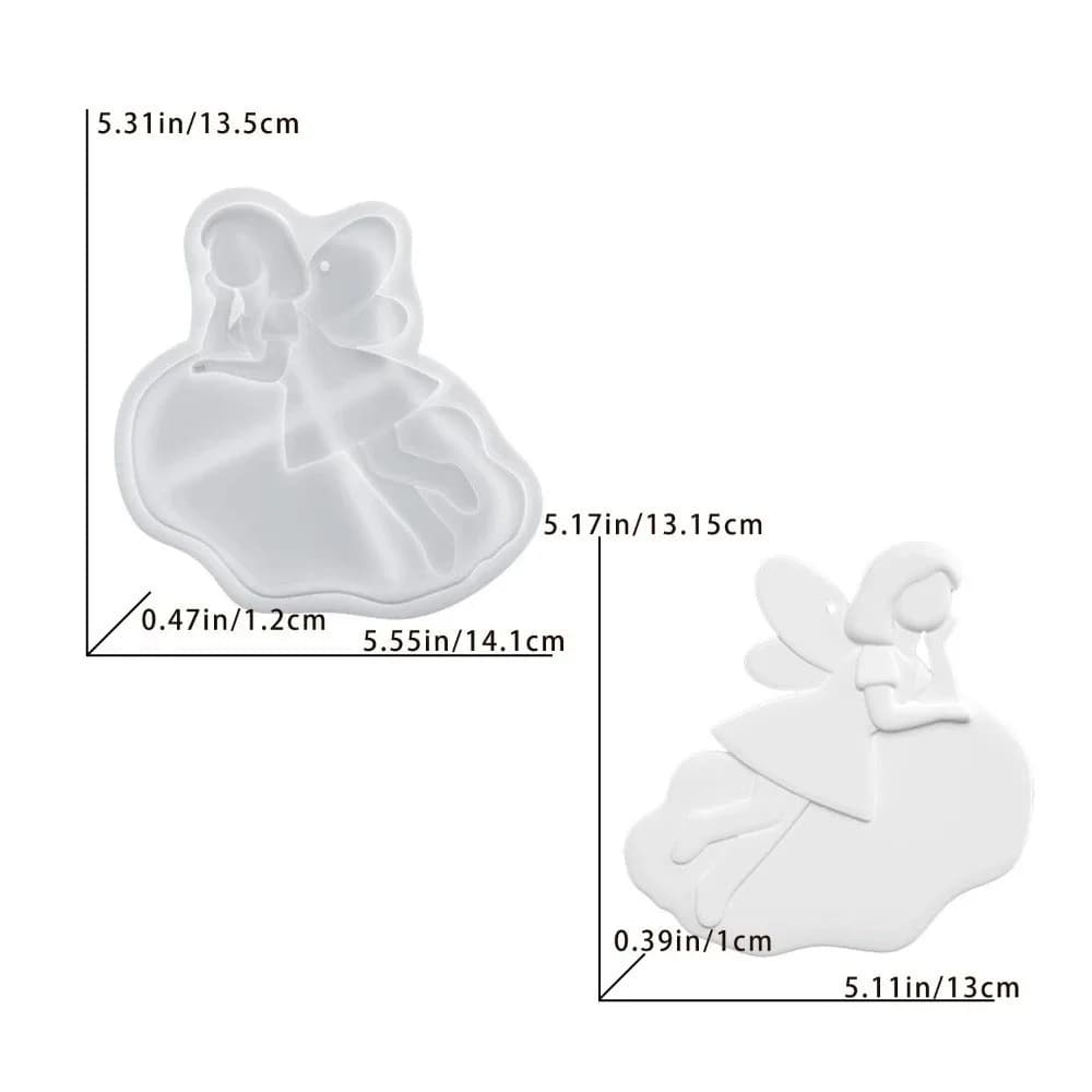Stampo in silicone per resina fai da te a forma di ciondolo a stella per bambina, stampo in gesso a forma di angelo per decorazioni domestiche, stampo in gesso a forma di angelo per artigianato in resina fai da te