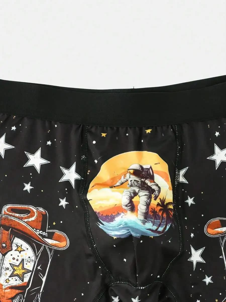 Mens Astronaut Print Boxer Shorts Space Theme Underwear