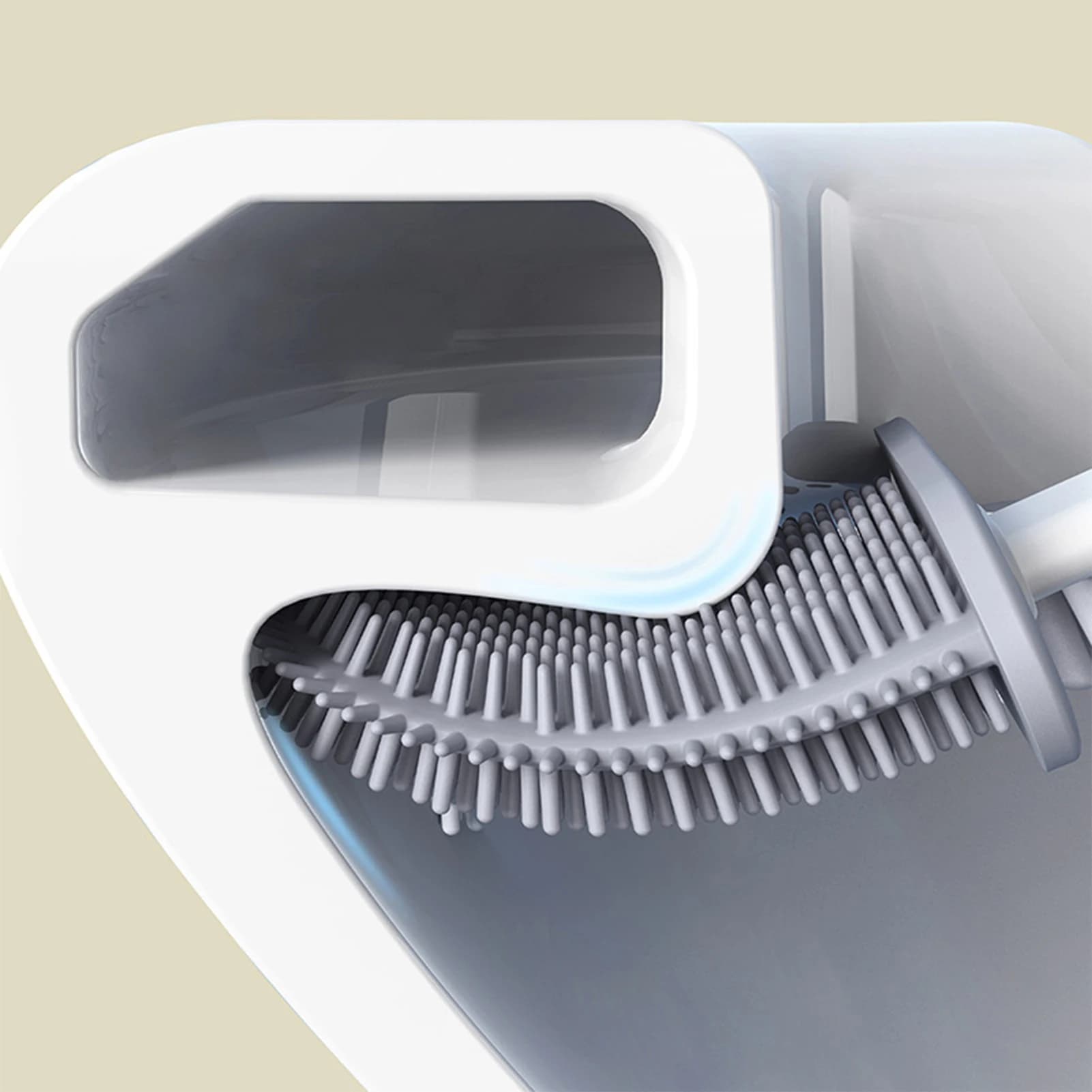 Set di Spazzole per WC in Silicone con Supporto, Spazzole per Pulizia Profonda con Manico Lungo Antiscivolo per Bagno Nero/Bianco