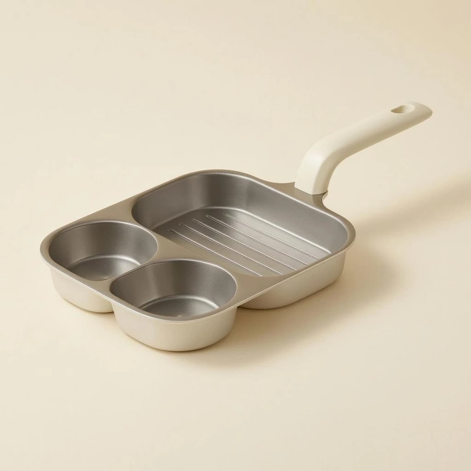 3-in-1 Breakfast Pan Zero-Fluorine-Fluorine 3-Compartment Frying Pan Divided Breakfast Skillet Titanium Ceramic Induction