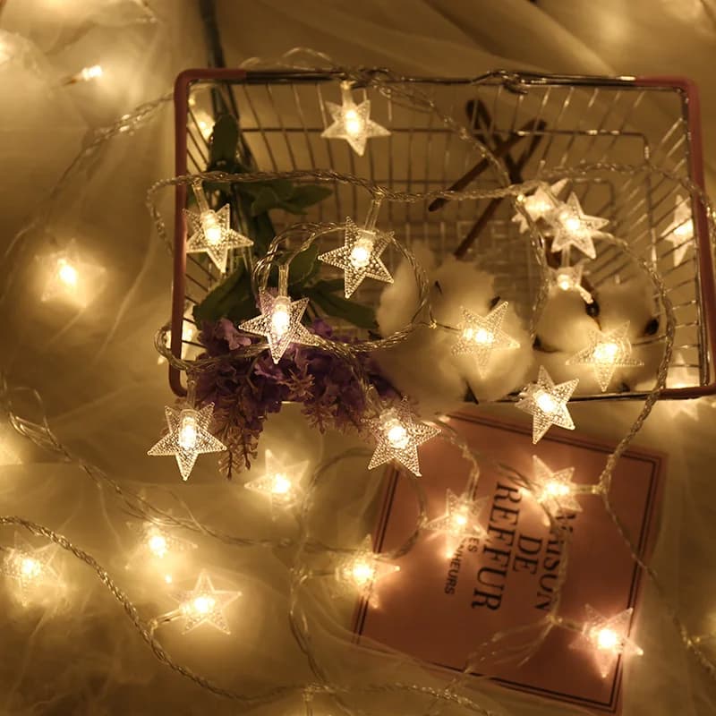 Luci a Stringa LED a Forma di Stella per Eid al-Fitr - Decorazione Festiva per Casa, Giardino, Matrimoni e Celebrazioni Islamiche