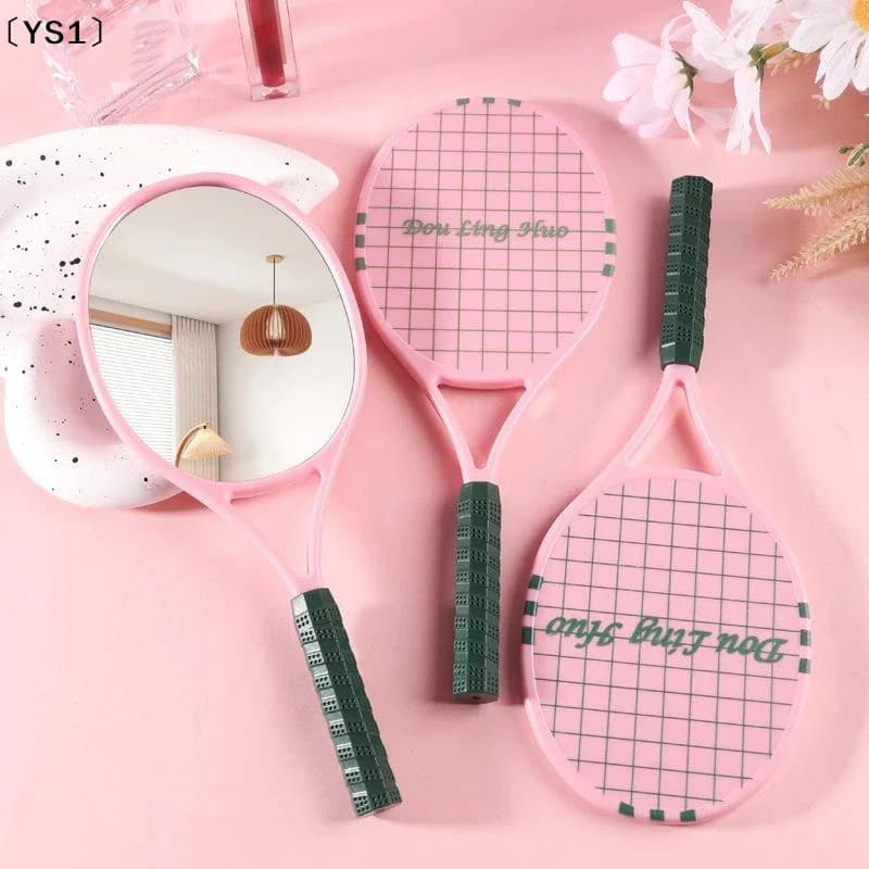 〔YS1〕1 Pezzo Specchio da Mano a Forma di Racchetta da Tennis, Specchio Compatto per Trucco e SPA, Specchio Cosmetico con Manico per Donne