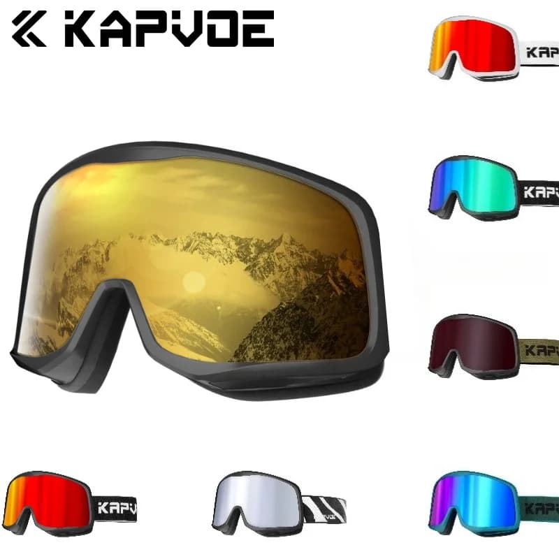 Kapvoe UV400 Uomo Sci Snowboard Donna Lenti antiappannamento Occhiali da neve Occhiali da sole Maschera da sci per kit Protezione Occhiali da motoslitta