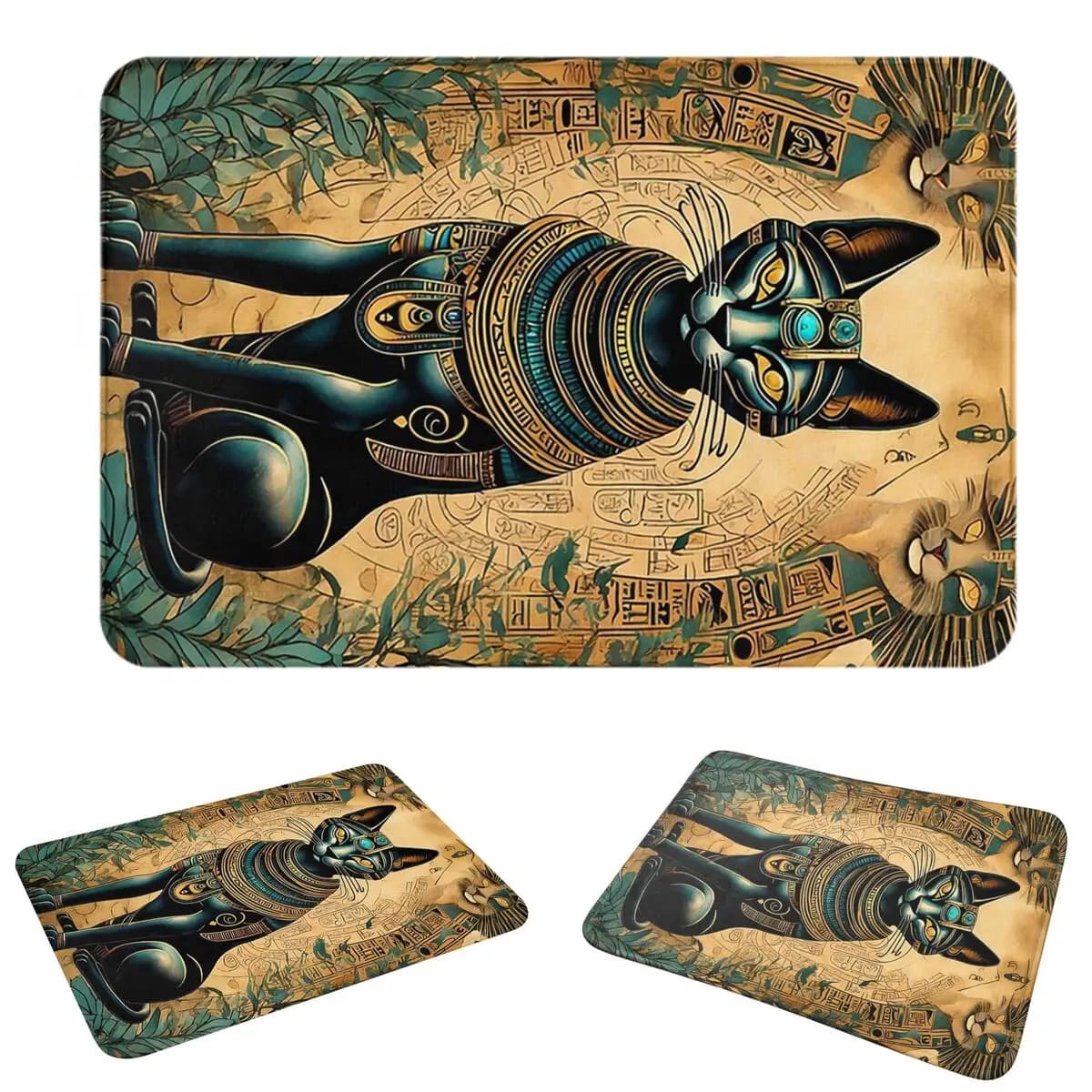 Egyptian Cat Bastet Egyptian Goddess Anti-slip Doormat Floor Mat Cushion Carpet Rug for Kitchen Entrance Home Bedroom Footpad