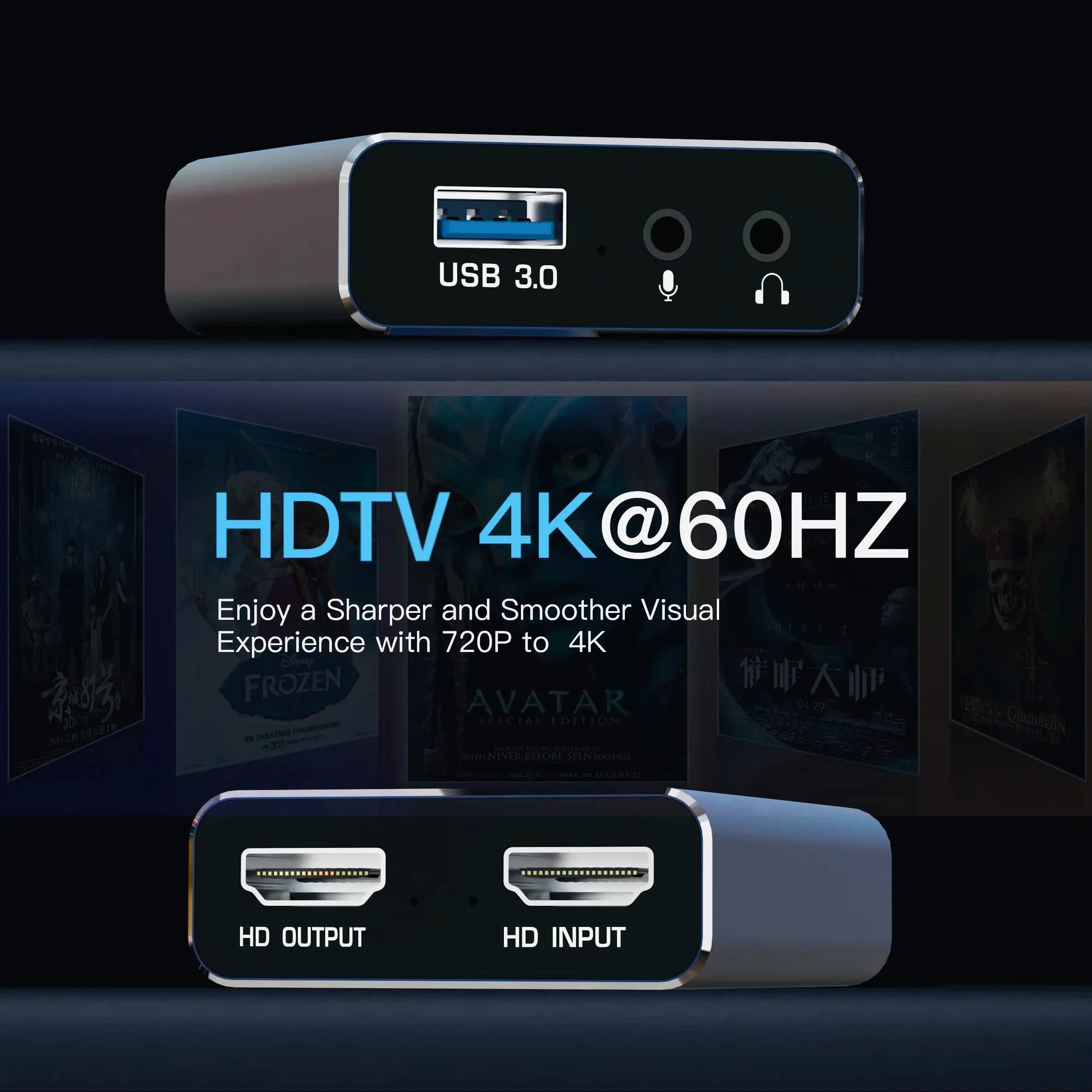 Scheda di acquisizione video 4K compatibile HDMI per streaming e registrazione giochi USB 3.0 Nintendo Switch/PS4/PS5/Xbox/Fotocamera/PC