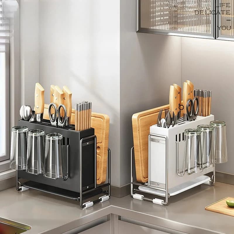 Portacoltelli a parete Organizzatore in acciaio inossidabile senza punzonatura per utensili da cucina Strumenti Portaoggetti da cucina salvaspazio