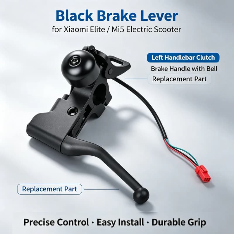 Black Brake Lever for Xiaomi Elite/Mi5 Electric Scooter, Left Handlebar Clutch Brake Handle with Bell Replacement Part
