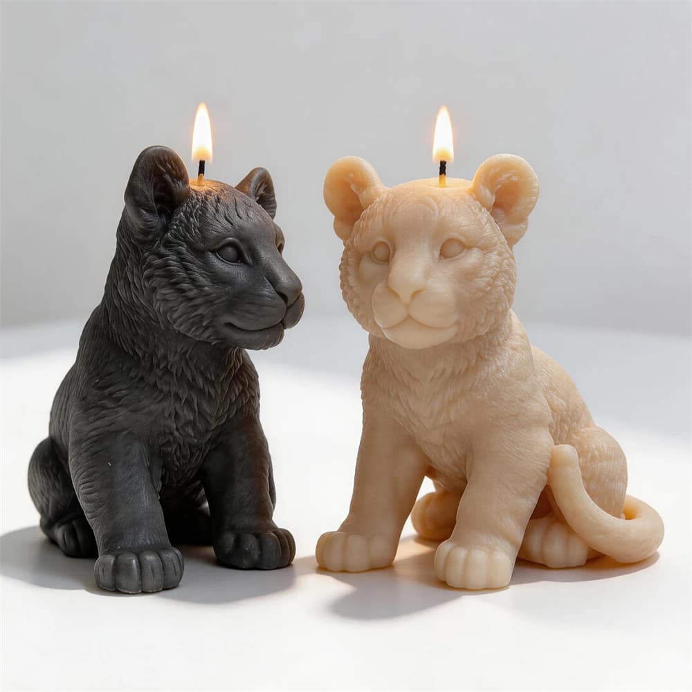 Stampo in silicone a forma di cucciolo di tigre seduto, stampo per candele a forma di animale, stampo in resina per animali domestici, ornamento per casa e giardino