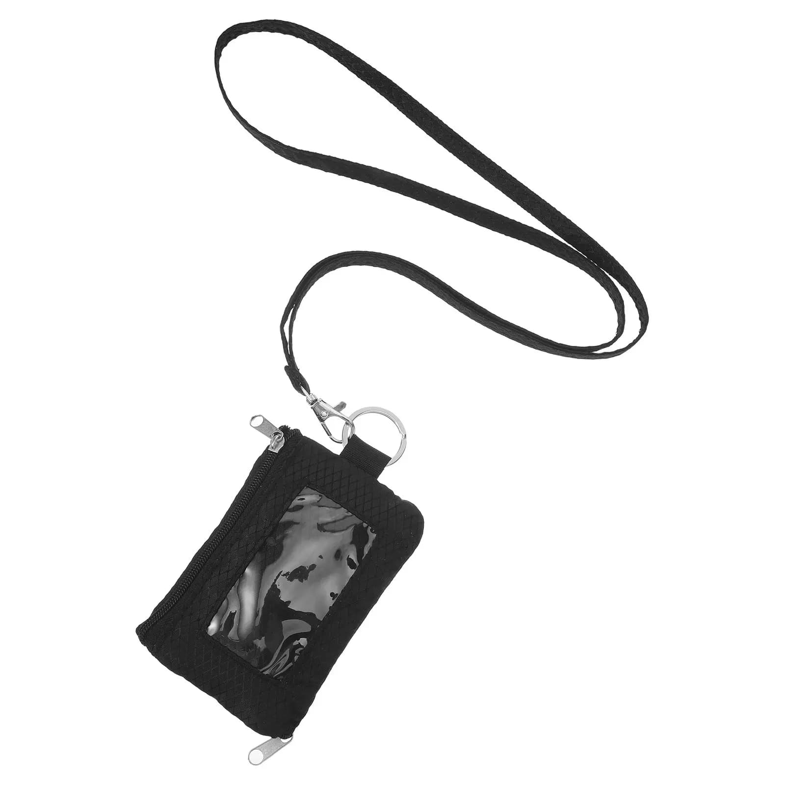 Portafoglio con Blocco RFID, Porta Carte Sottile 4.7x3x0.6in, Finestra Trasparente per Documenti, Uso Quotidiano e Viaggio, Mini Portafoglio Nero con Portachiavi