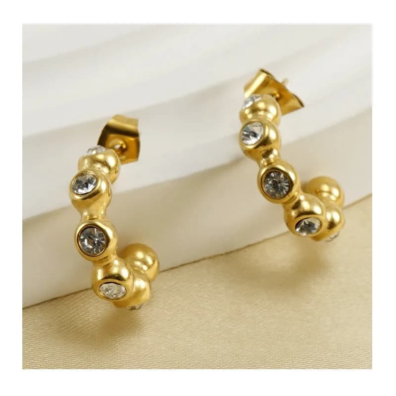 Wind Stainless Steel Earrings Women's Hot-selling Zircon Stud Earrings Women