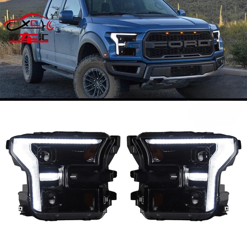 Parti di ricambio per fari anteriori a LED XCH per Ford Raptor F150 F-150 2015-2020, fari anteriori di ricambio con luci diurne DRL e proiettore, facelift.