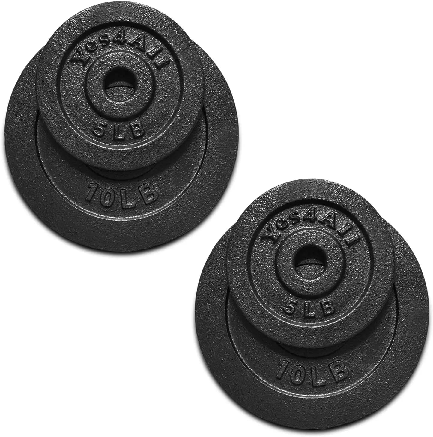 Set of cast iron weight plates for handlebars - 1,25, 2.5, 5, 10 pounds (8 pieces) - Strength training and gym at home