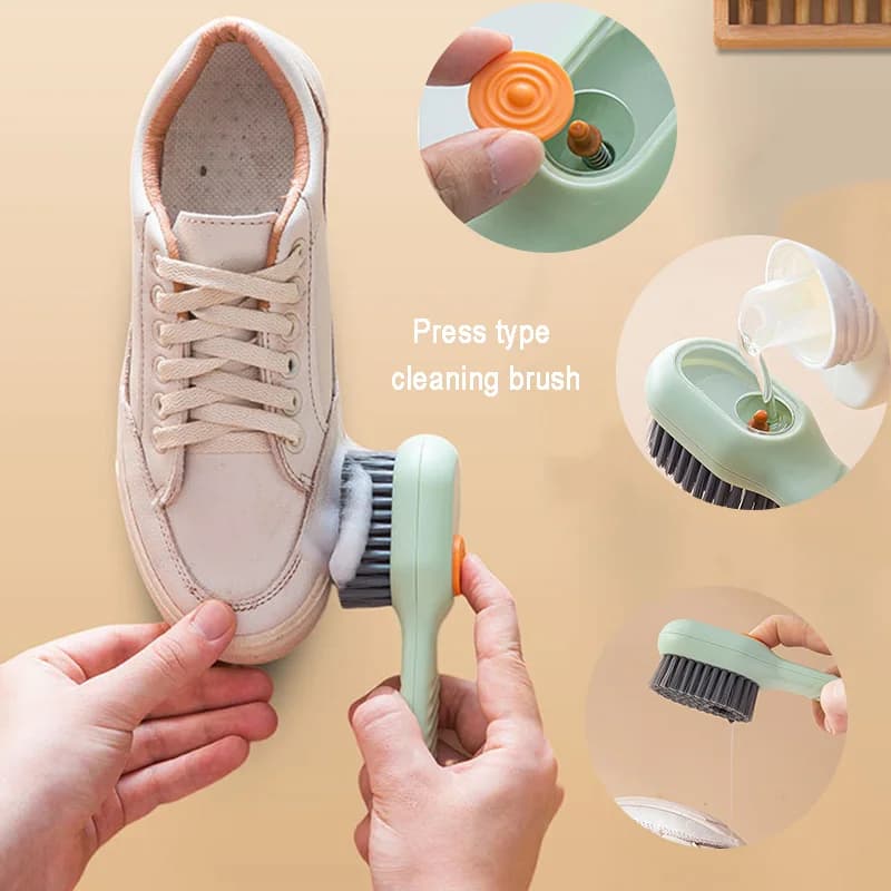 Spazzola per scarpe Scarico automatico del liquido Pulizia profonda multifunzionale Setole morbide Spazzola per la pulizia del bucato domestico per l'uso quotidiano