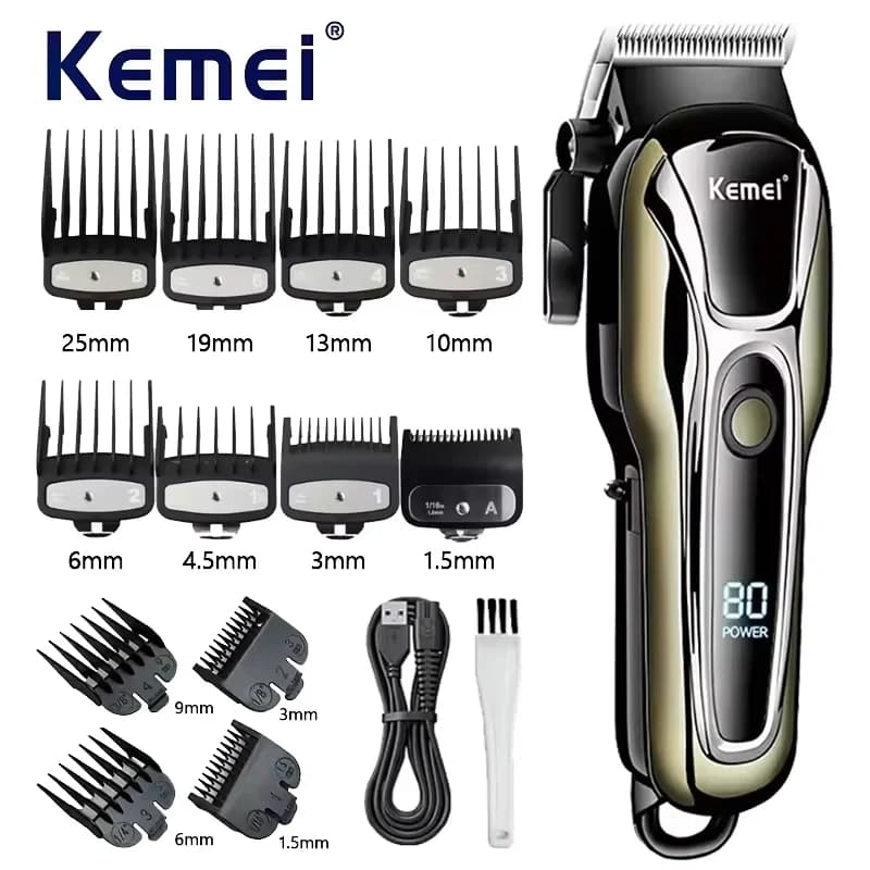 Kemei KM-PG1990A USB Rechargeable Electric Hair Clipper Professional Cordless Men Hair Trimmer Men's Hair Cutting Machine Barbe