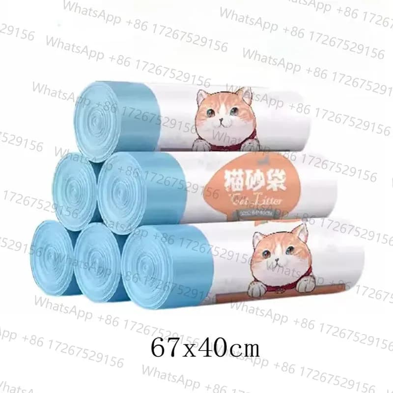 Applicable toCat Litter Box Liners Cat Toilet Garbage Bag Drawstring Thickened Cat Collection Storage Poop Bags Size 67x40cm Pet