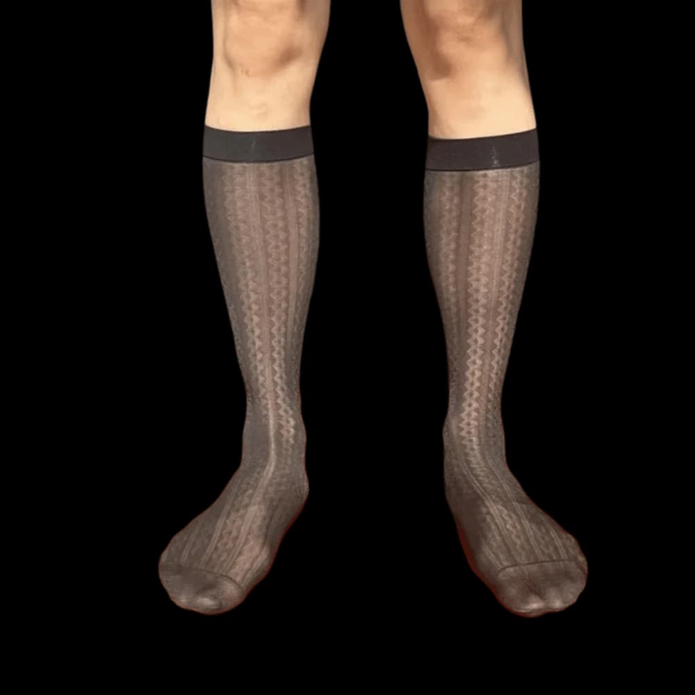 Strip Men's Ultra-Thin Socks Ultra-thin Transparent Below Knee Calf Stockings Nylon Breathable Mid-tube Stocking Business Formal