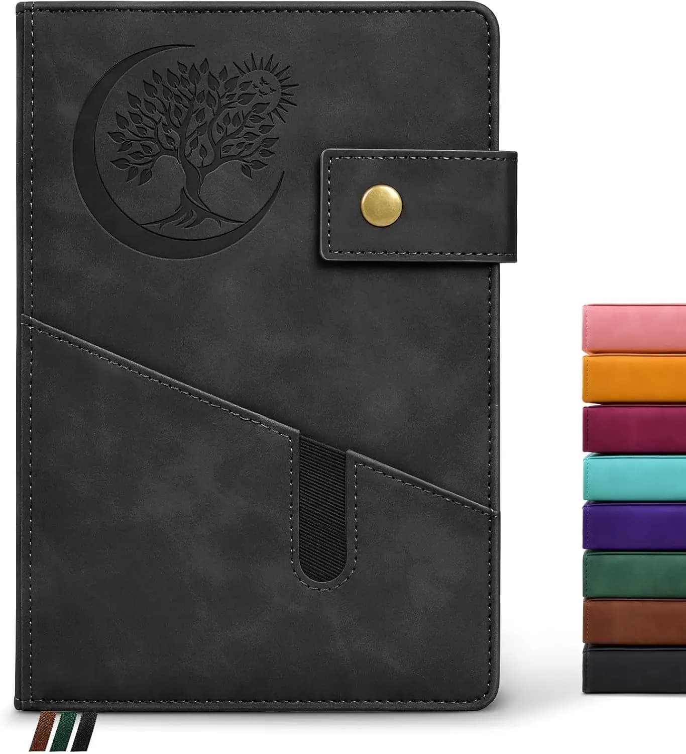 A5 Hardcover Leather Sketchbook, 200 Pages Thick Blank Paper, 5.9"x8.4" Unlined Notebook for Drawing & Writing