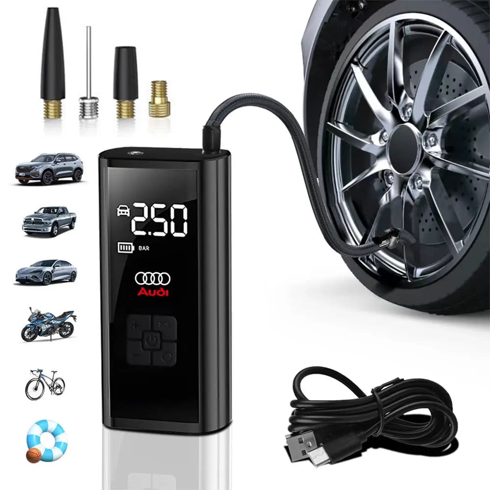 Compressore d'aria wireless per auto, gonfiatore elettrico per pneumatici con luce LED, per Audi A3 A4 B8 8P B9 8V B6 A5 Sline