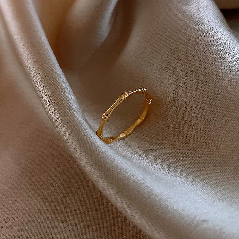 Retro Gold Silver 1.6CM Dia Bamboo Knot Ring Jewelry Open Adjustable Free Anneaux for Men Women Anillos Anel Trend Gift