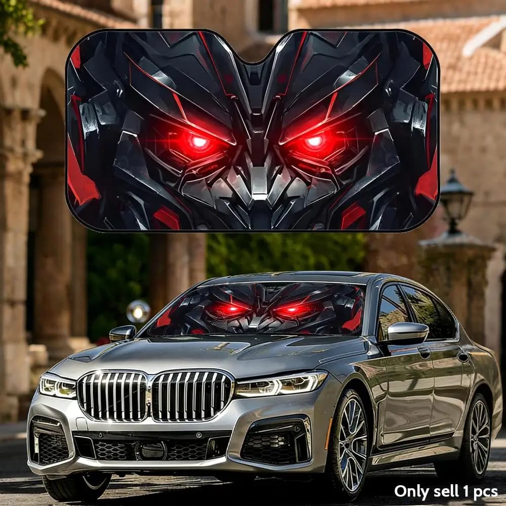 Parasole per Parabrezza con Design Autobot Eyes, in Foglio di Alluminio, Riflettente, Protezione UV, Isolamento Termico, Pieghevole, Universale