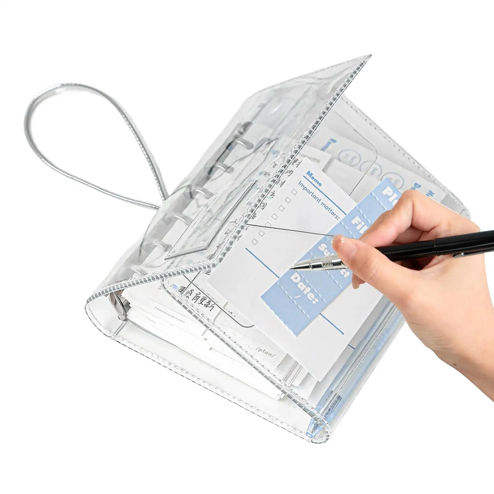 Notebook Binder A7 Multi-Pocket Detachable Pages Aesthetic Small Notebook Planner Refillable Notebooks and Journals for Office