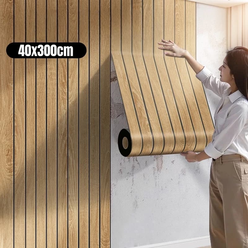 Self-adhesive Wall Panel Wood Effect, Expanded Vinyl Parade Paper, Wall decal and Stackable for Living Room, Bedroom, Dining Room, Wall Cover for Renewal