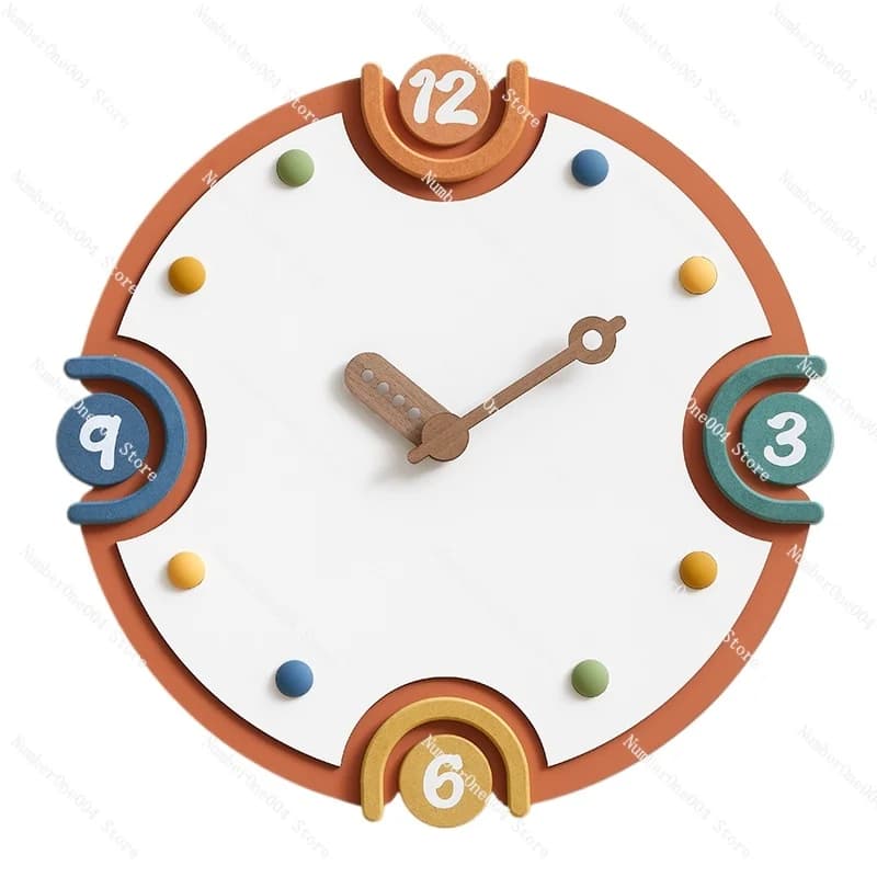 No Modern Punching Simple Living Room Wall Clock Home Cream Wind Clock Furniture Entrance Decoration TV