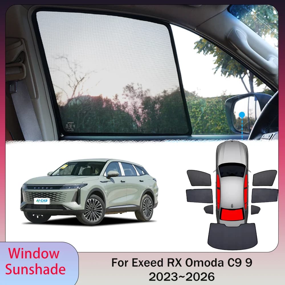 Per Exeed RX Omoda C9 9 2023 ~ 2026 2024 2025 Auto Maglia Magnetica Privacy Parasole Finestrino Laterale Parasole Protezione Accessori