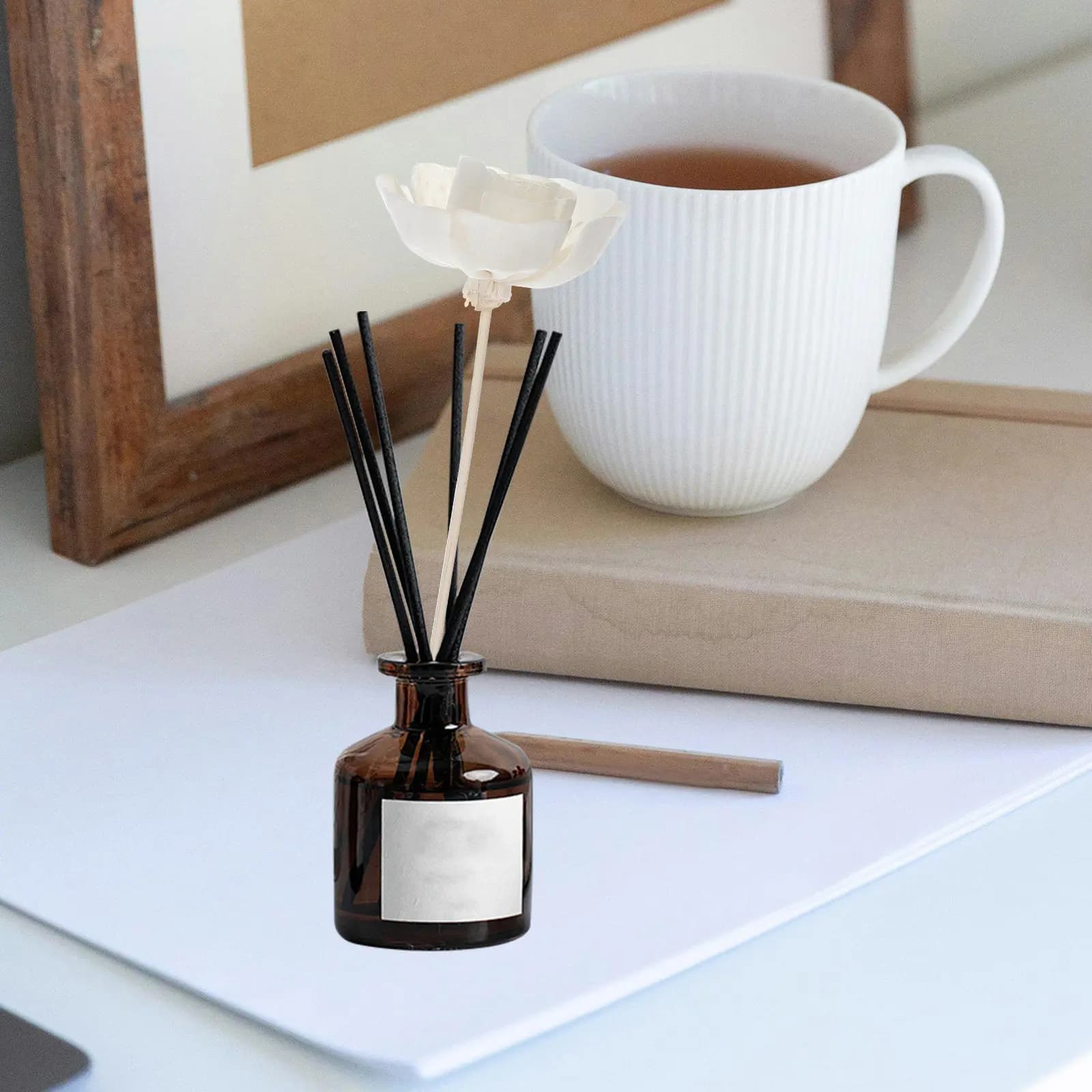 Diffusore di Aromi Floreale in Fibra di Legno Naturale, Decorazione Profumata per Casa, Auto, Ufficio, Matrimoni, Diffusore di Oli Essenziali Senza Fiamma