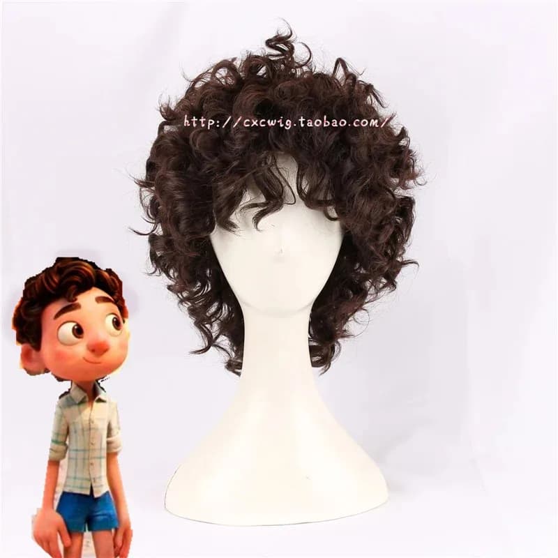 Parrucche cosplay Luca ricci corti marrone scuro Capelli sintetici resistenti al calore + un berretto per parrucca CXB;. '456G;'HKP