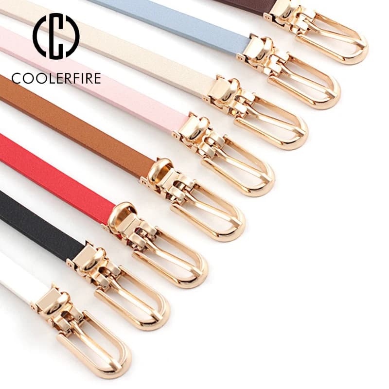 Cintura sottile da donna in pelle PU semplice tinta unita versatile fibbia ad ardiglione cintura sottile decorazione abito cinture firmate da donna NXD00