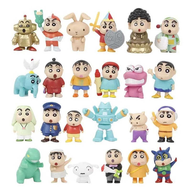 Set di 24 Nuove Action Figure Anime Crayon Shin Chan, Mini Statuette da Collezione per Scrivania e Casa, Modellini Giocattolo Regalo