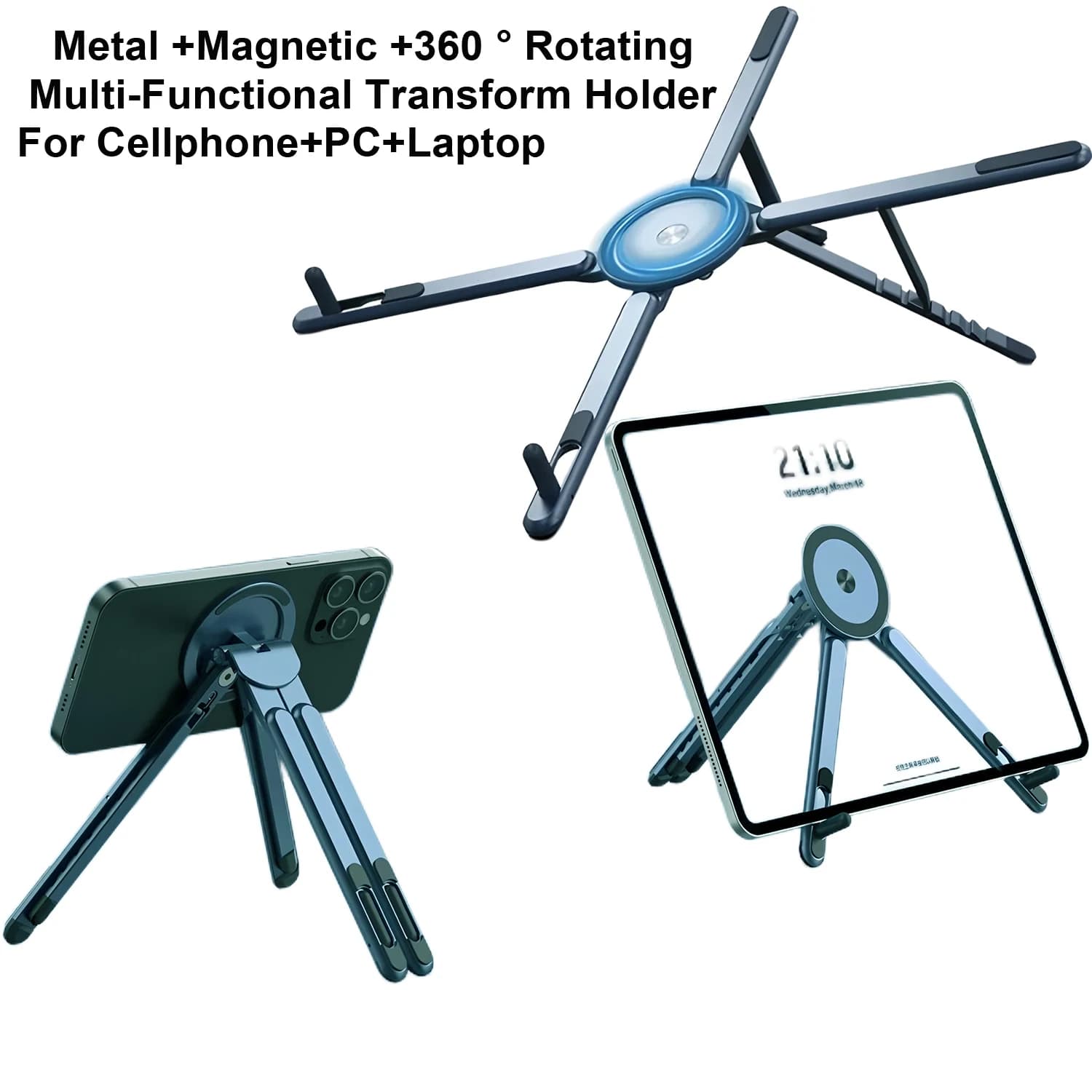 Foldable Magnetic Laptop Stand Metal Portable Adjustable Stand Heat Dissipation Holder for Smart Phone Tablet Notebook