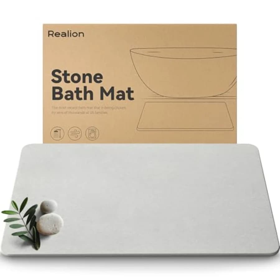 Tappetino da Bagno in Pietra ad Asciugatura Rapida, Antiscivolo, in Terra Diatomacea, Super Assorbente, Facile da Pulire, 23.5 Pollici