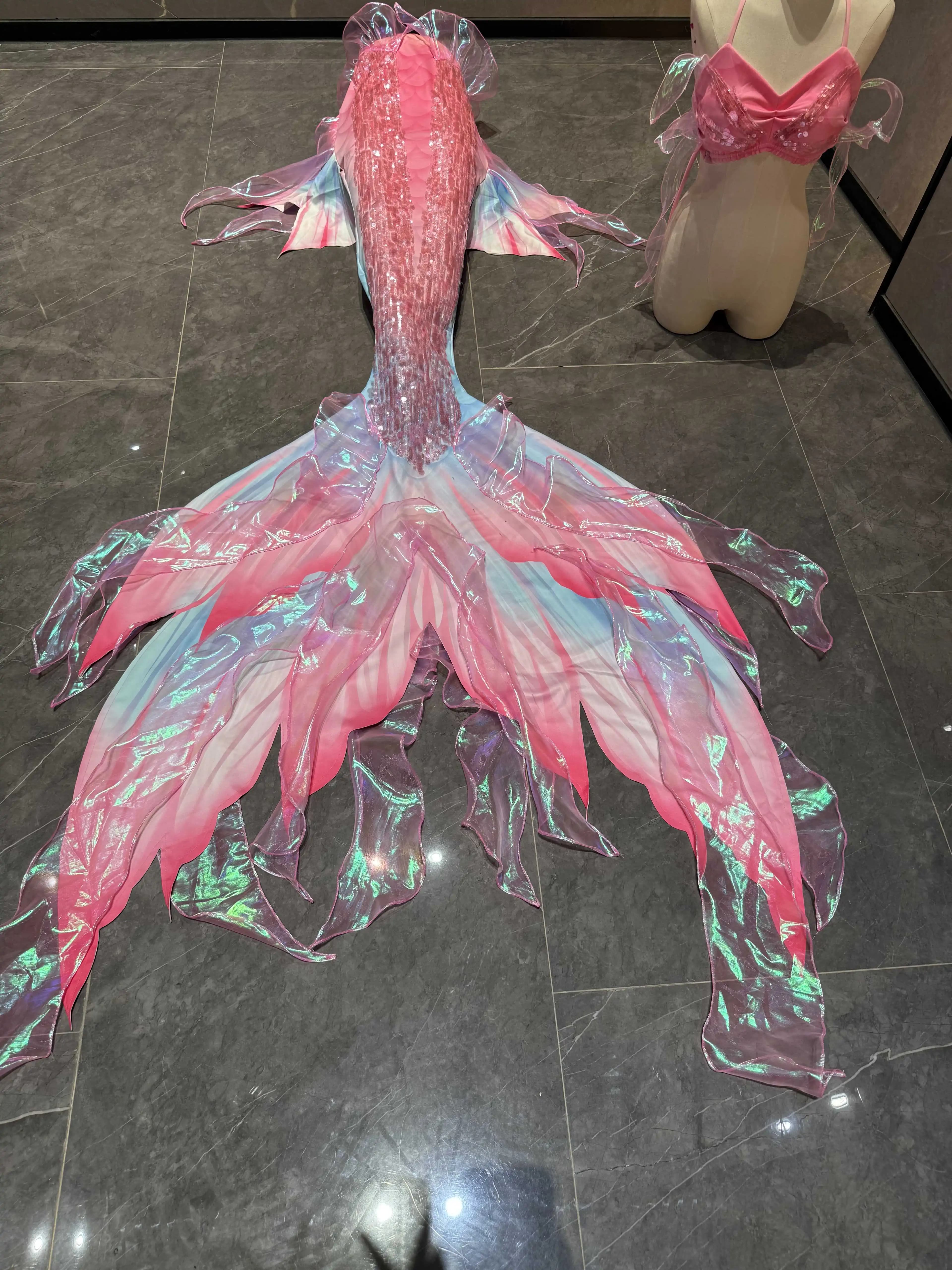 Hot sale floating mermaid original pink blue fish tail fish skin aquarium shooting mermaid performance swimsuit