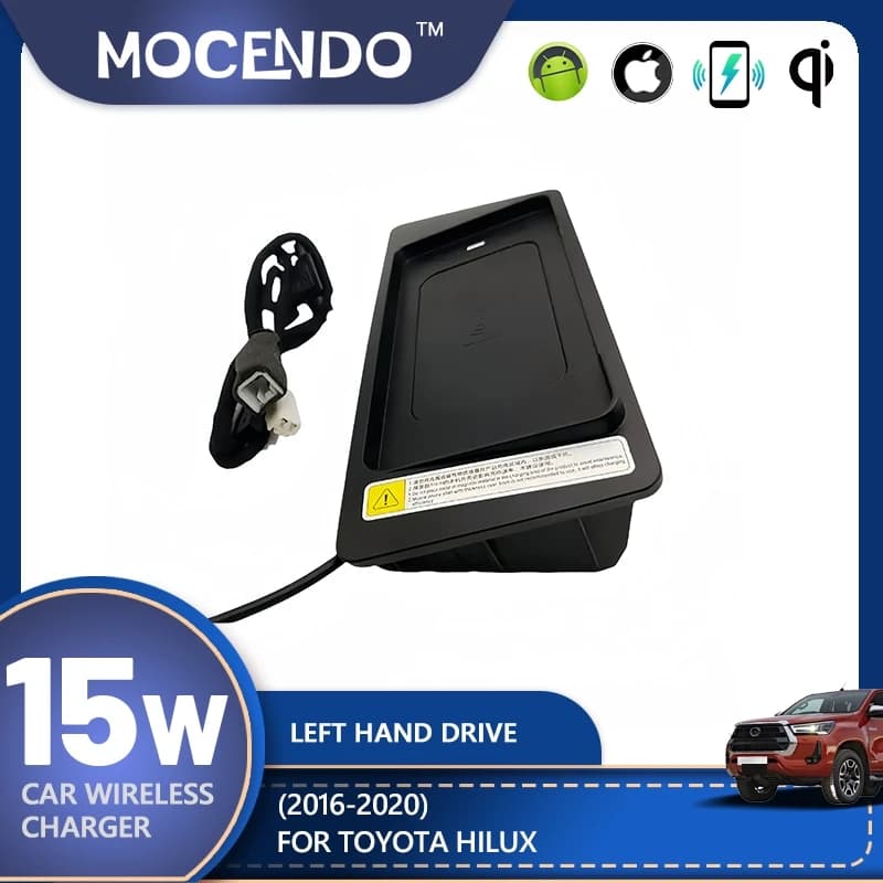 For Toyota Hilux 2016-2020 LHD Wireless Phone Charger Mobile Charging Plate Fast 15W Auto Wireless