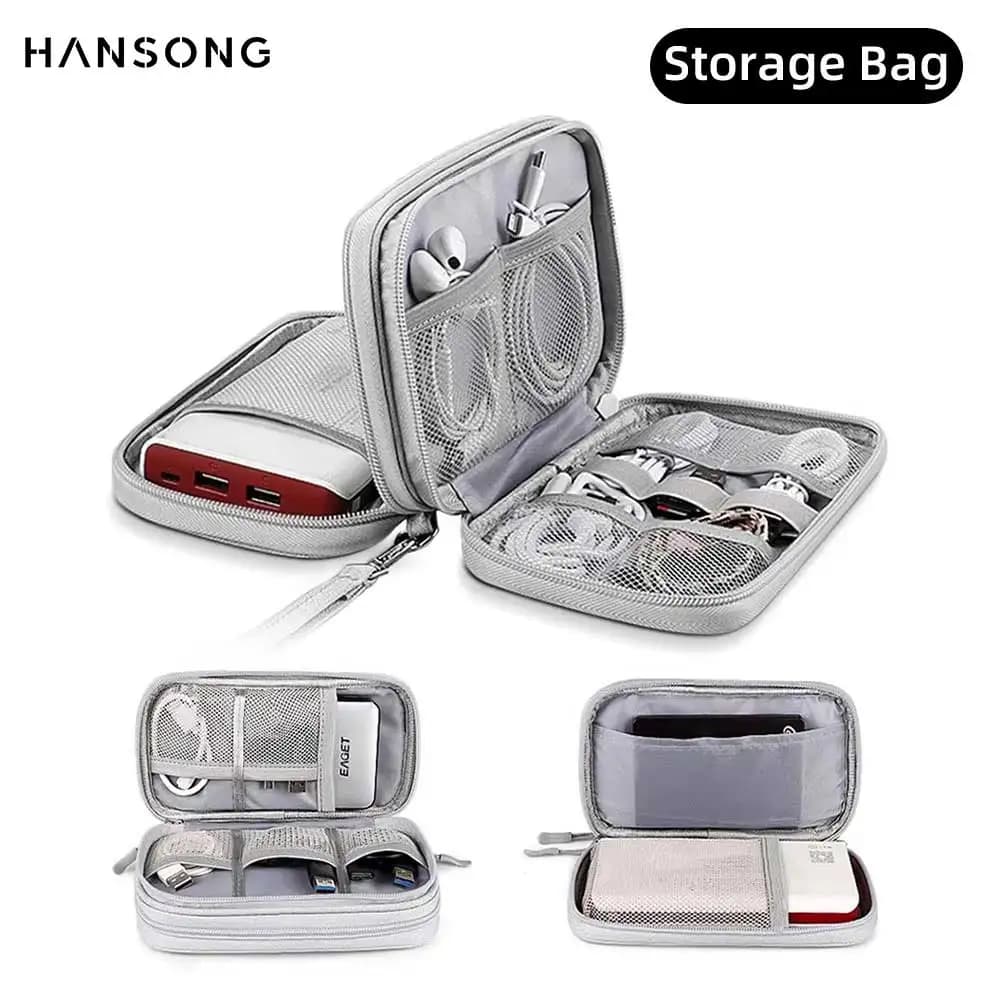 Borsa per accessori digitali Borsa per organizer da viaggio multifunzione Custodia per trasporto a 3 strati Custodia portatile impermeabile per cavo
