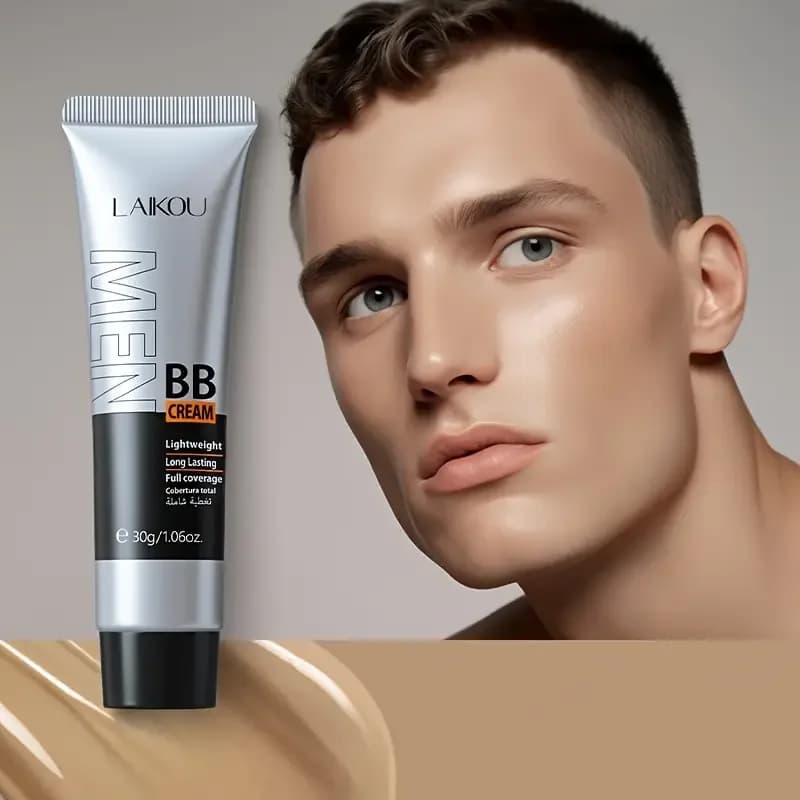 BB Men's Cream, Total Cover, Long Life Waterproof Men's Corrector, Natural Color, Suitable for Men's Christmas Gifts