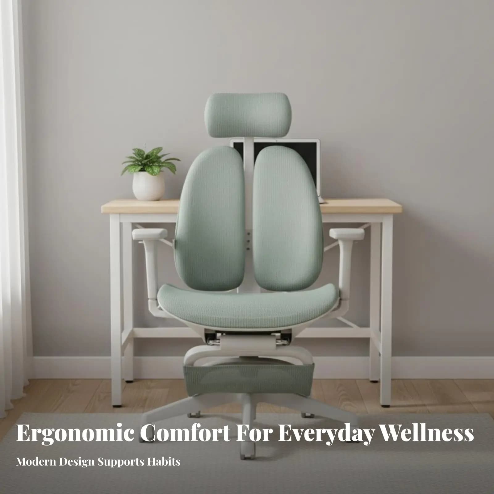 Sedia reclinabile con poggiapiedi, design ergonomico, seduta per computer, poggiatesta regolabile, base girevole per telelavoratori, camera da letto, gaming