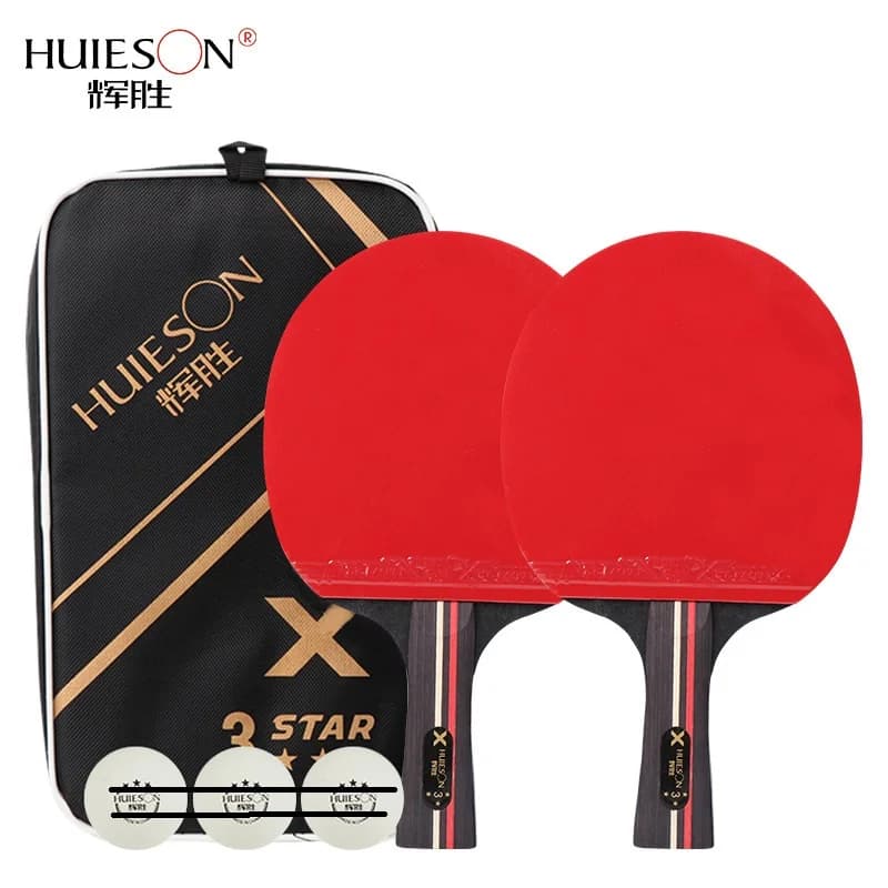 Set di Racchette da Ping Pong Huieson (2 Pezzi) con Doppia Superficie a Puntini, 3 Stelle (Senza Palline)