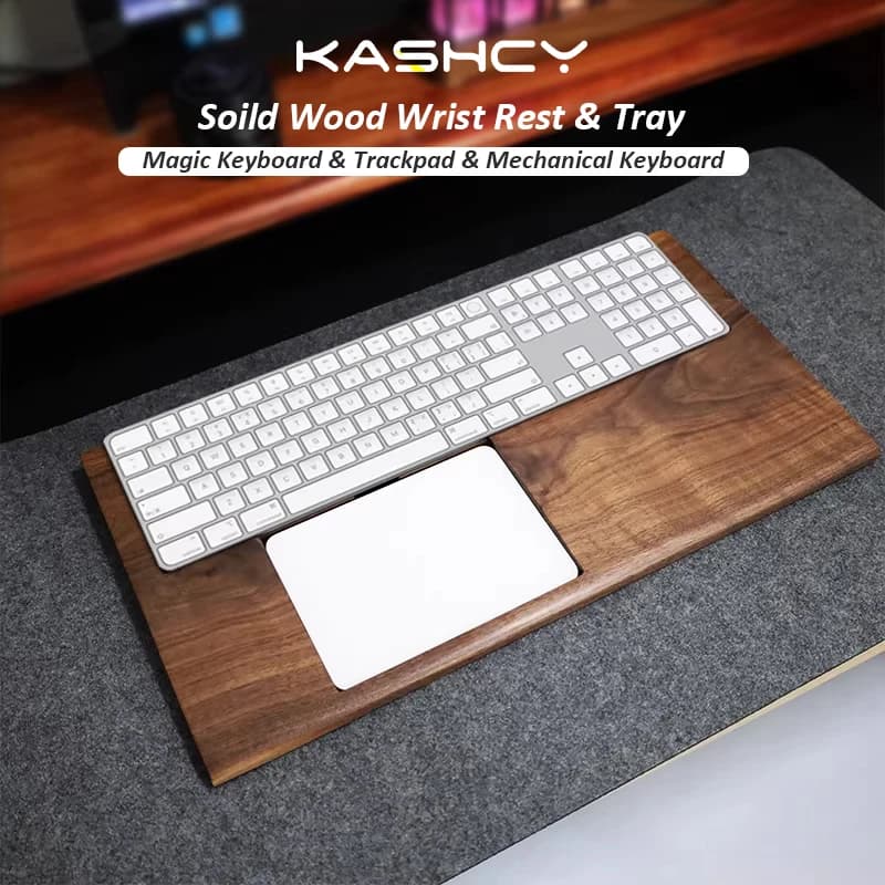 Supporto per Polso in Legno Massello di Noce Nero per Magic Keyboard, Magic Trackpad e Tastiera Meccanica