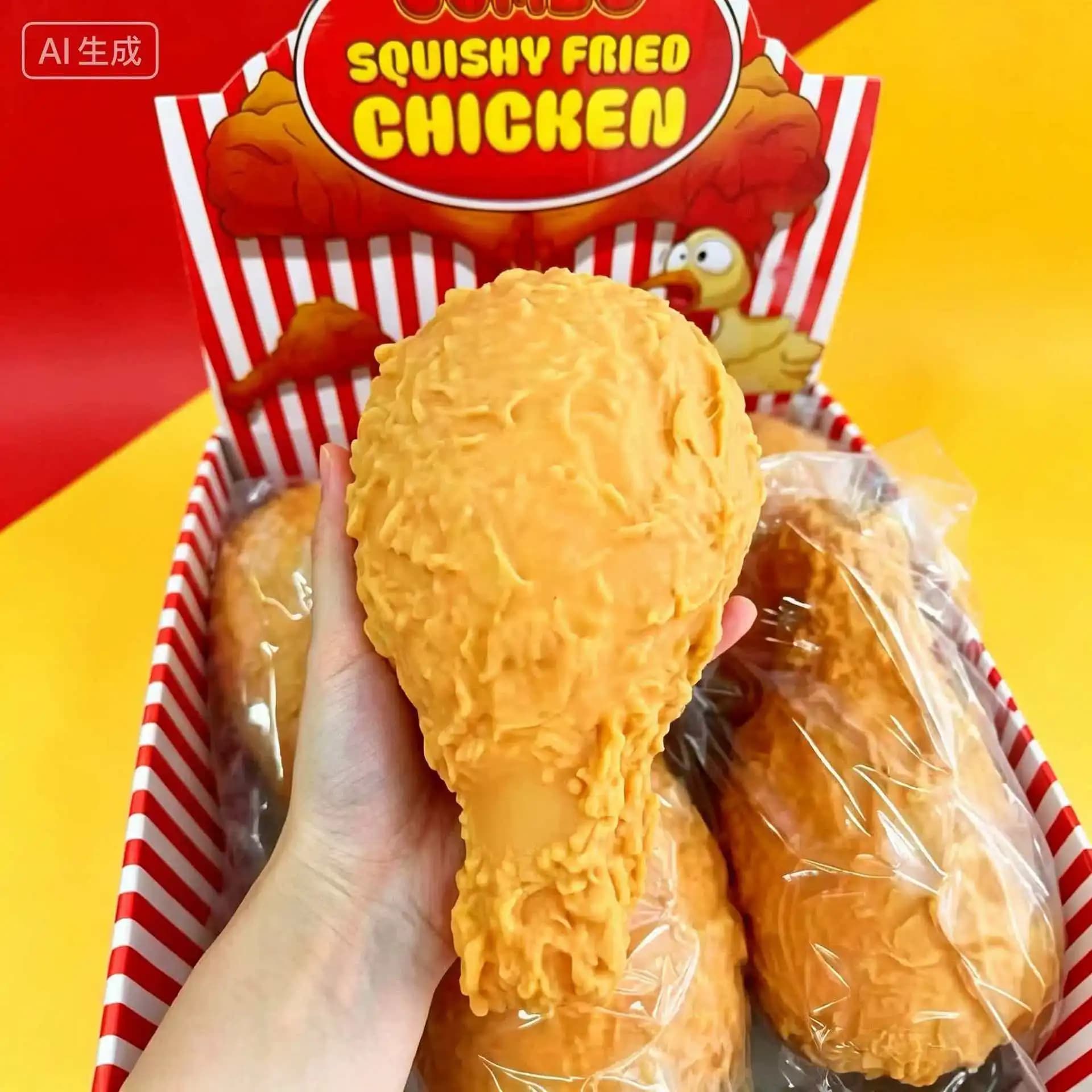 Realistic Fried Chicken Squishy Stress Relief Toy Extra Large Slow Rising Squeeze Fidget Toy Soft Food Sensory Decompression Toy Anxiety Relief Stress Release Handheld Toy Funny Gift for Kids Teens Adults Party Favor Desktop Decoration